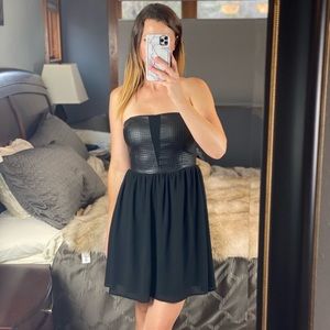 Ya Los Angeles A-Line Faux Leather Mini Dress, Small